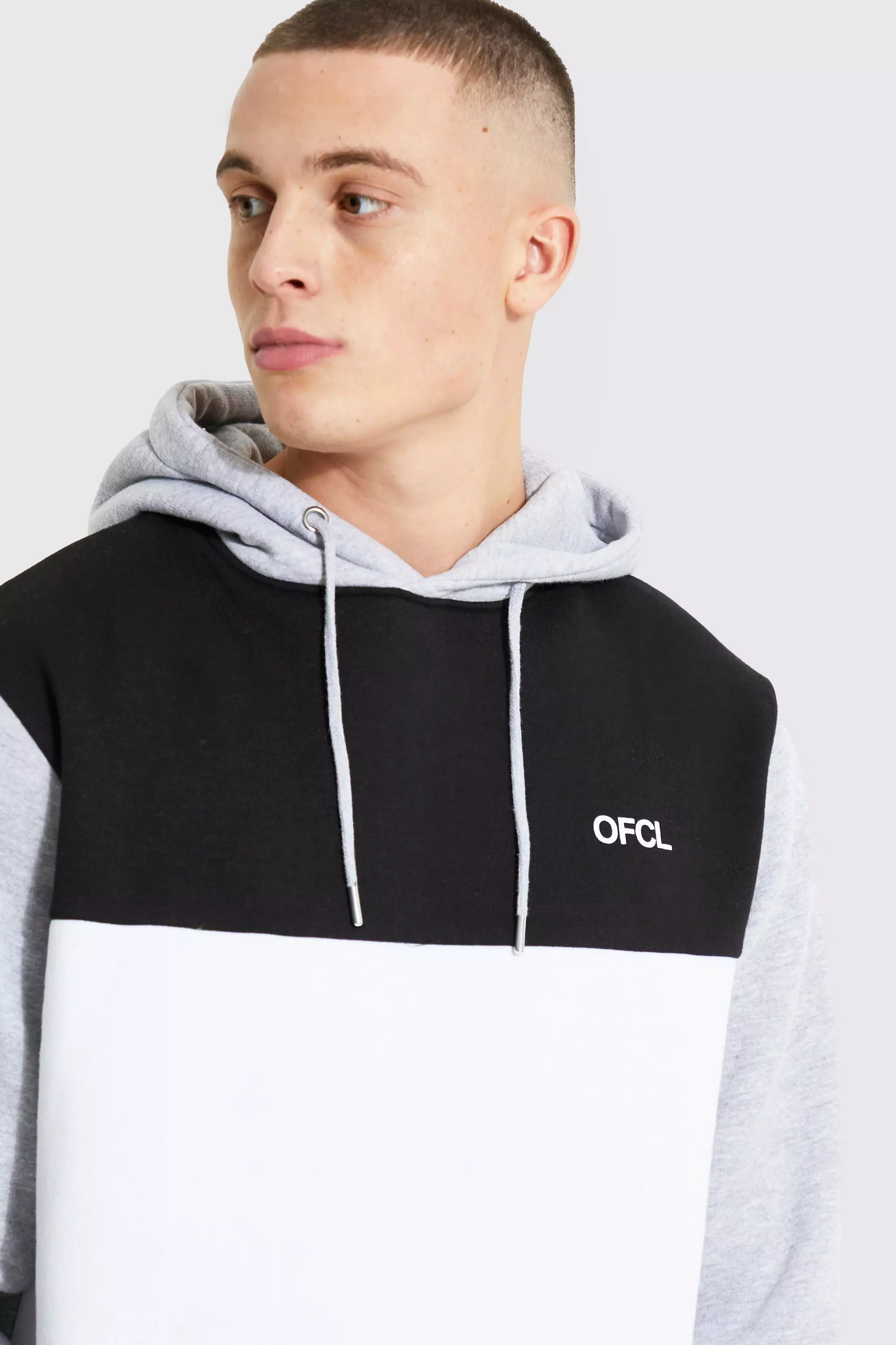 Ofcl Colour Block Hoodie boohooMAN USA